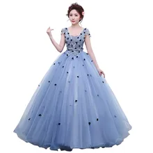 Vestidos Quinceanera 15 Anos бальные Платья пышные платья новое платье для выпускного вечера с аппликацией для вечерние платья с v-образным вырезом Vestido 0021