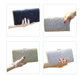 

Women Hasp Polyester Gift Universal Wedding With Chain Evening Party Solid Clutch Bag Carrying Diamante Purse Storage Shiny