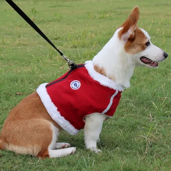 

Dog Clothes Christmas Red Santa Pet Jumpsuit Outfit with Reflective Stitching & Zipper for Small Medium Doggy