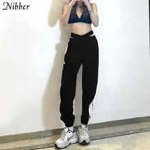 Nibber-Pantalones elásticos de cintura cruzada de retales deportivos para mujer, banda de tobillo suelta, ropa deportiva informal para Fitness, otoño 2021