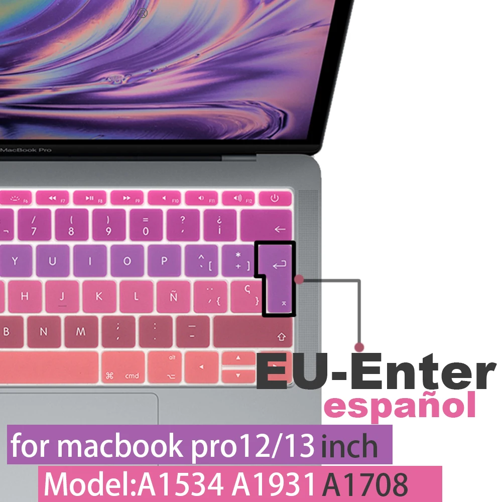 Espainol крышка клавиатуры для macbook 12 pro13 без touchbar EU-Enter A1708 A1534 A1931 крышка клавиатуры ноутбука защитная пленка