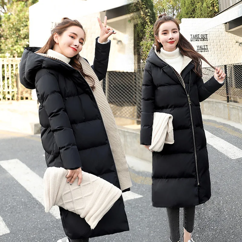 

2018 Winter New Style WOMEN'S Dress Korean-style Exta-long Cotton-padded Clothes over-the-Knee-Style Cotton Coat to Ankle Thick
