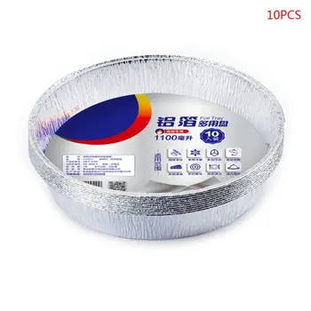 

10pcs Disposable Aluminum Foil Tin Pan Pizza Cake Loaf Bread Baking Tray Kitchen X4YD