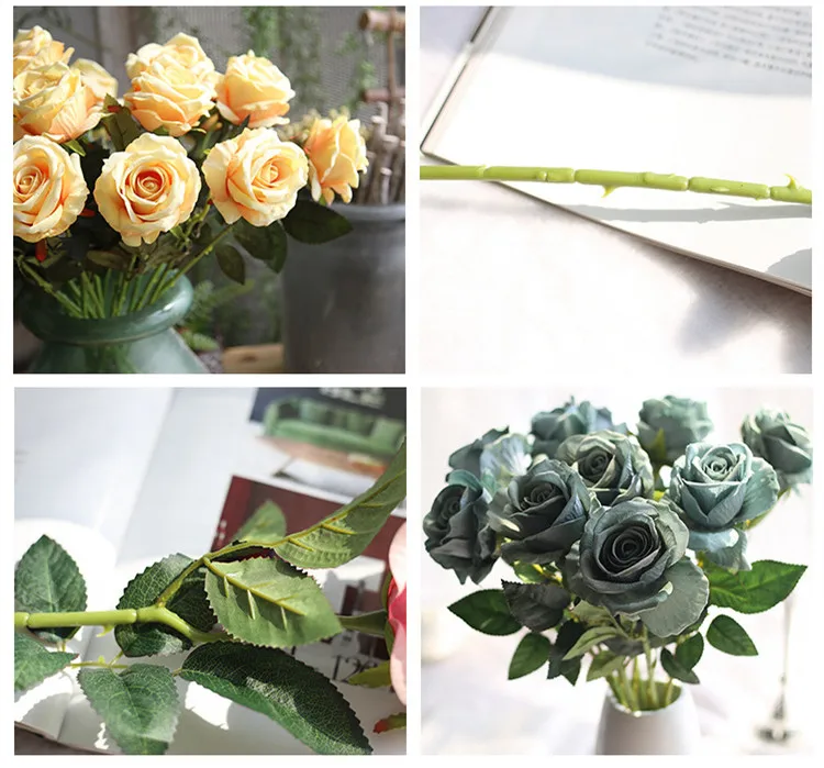 Искусственные цветы, роза, свадебные принадлежности, фланелевые розы, имитация растений, искусственные цветы, Декор для дома, вечерние изделия, подарок