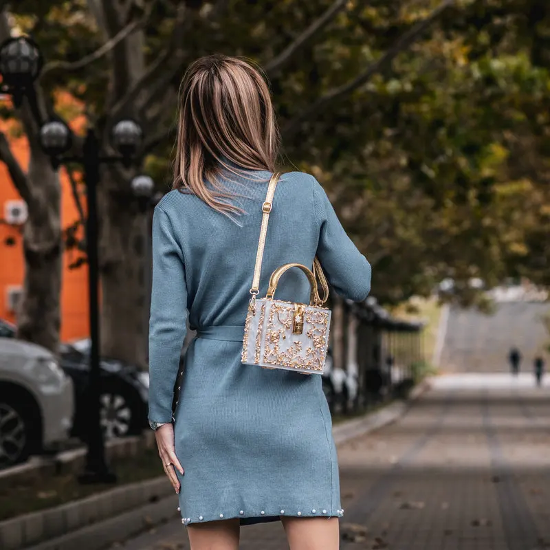 Женская сумка через плечо Boutique De FGG модная акриловая клатч с цветами сумочки тоут