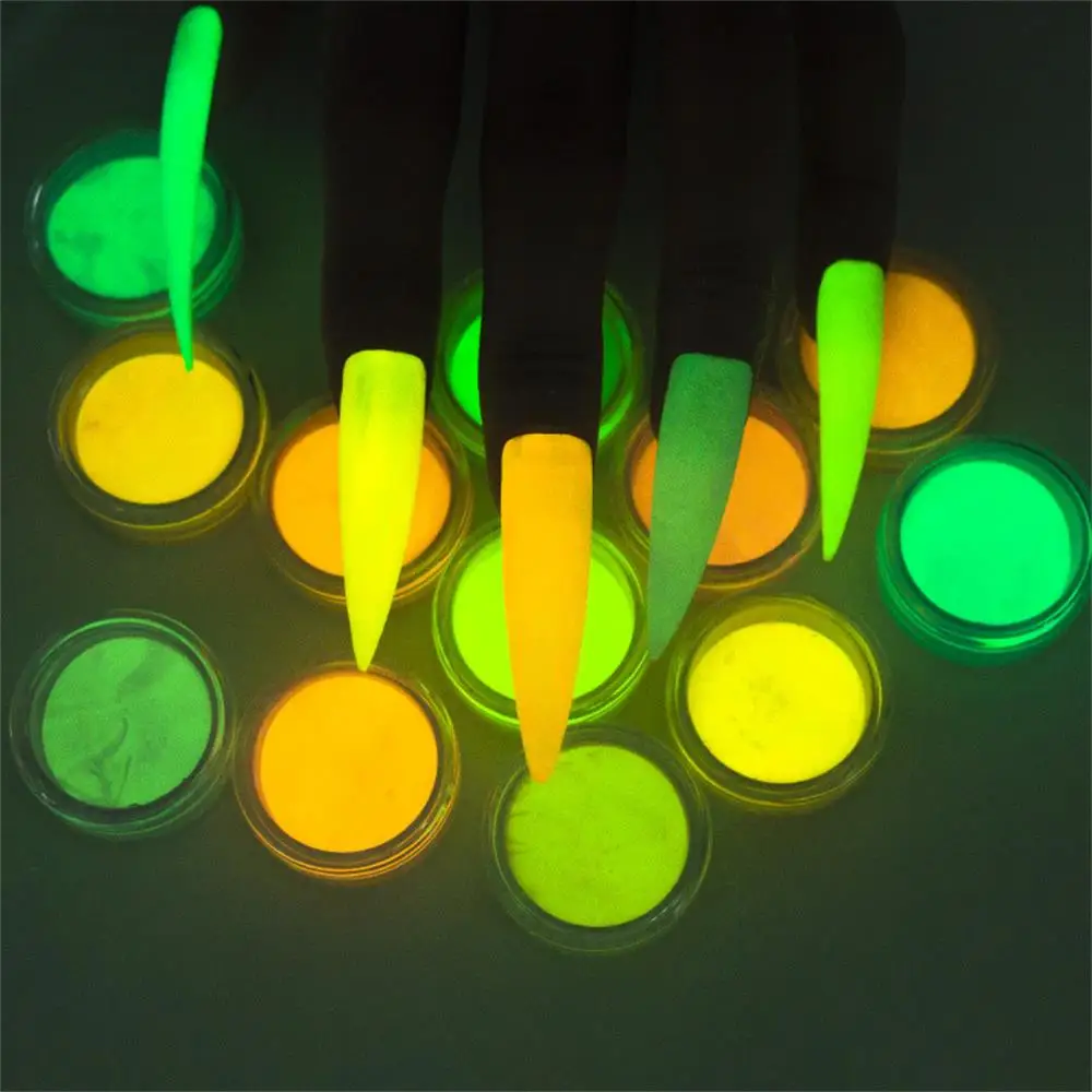 Fluorescent Neon Powder Nail Glitter Pigment for UV Gel Gradient Dipping Powder Nail Art Dust Manicure Decor Glitter 12Boxes/Set