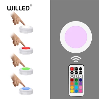 

13 Color 4 pcs LED Night Light Wireless Remote Control Battery Powered Touch Sensor Under Cabinet Lights for Kitchen Wall Lamp