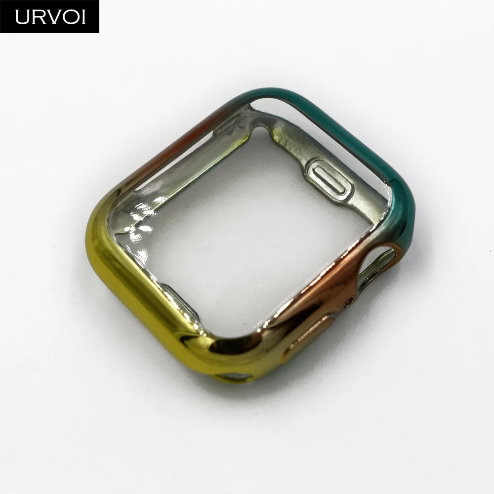Gold to Teal URVOI чехол для apple watch series 5 4 3 2 чехол для iwatch градиентный цвет TPU полное покрытие протектор ультра-тонкий 40 44 мм - Цвет: Gold to Teal