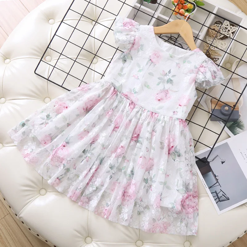 Г. Летнее платье для девочек; сетчатая детская одежда принцессы с цветочным рисунком