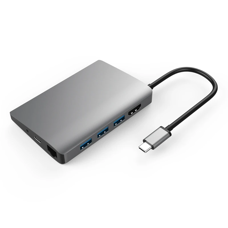9 в 1 usb-хаб конвертер док-станция Usb-C type-C к Hdmi/Lan(Gigabit Ethernet) Rj45/Usb3.0/Sd кардридер/аудио