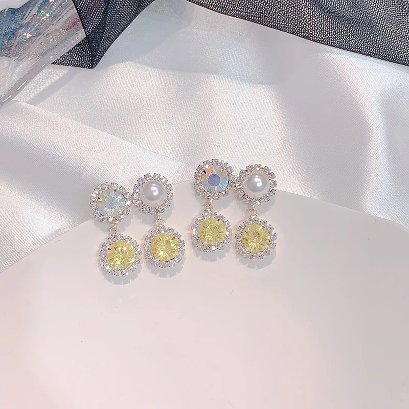MWsonya корейский роскошный Bling Красочные Стразы Капли серьги для женщин элегантные хрустальные вечерние Pendientes ювелирные изделия