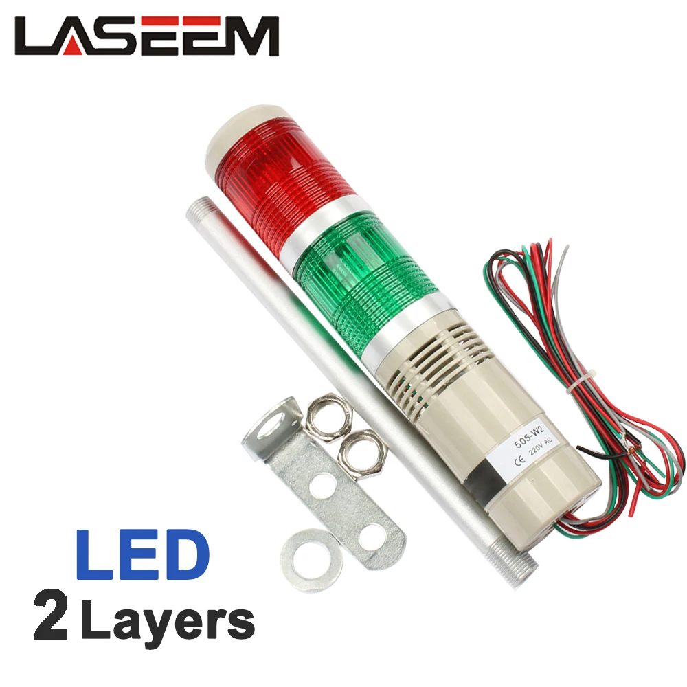 Led Ac220v 110v Dc 12v 24v Safety Stack Lamp Red Green Yellow Flash