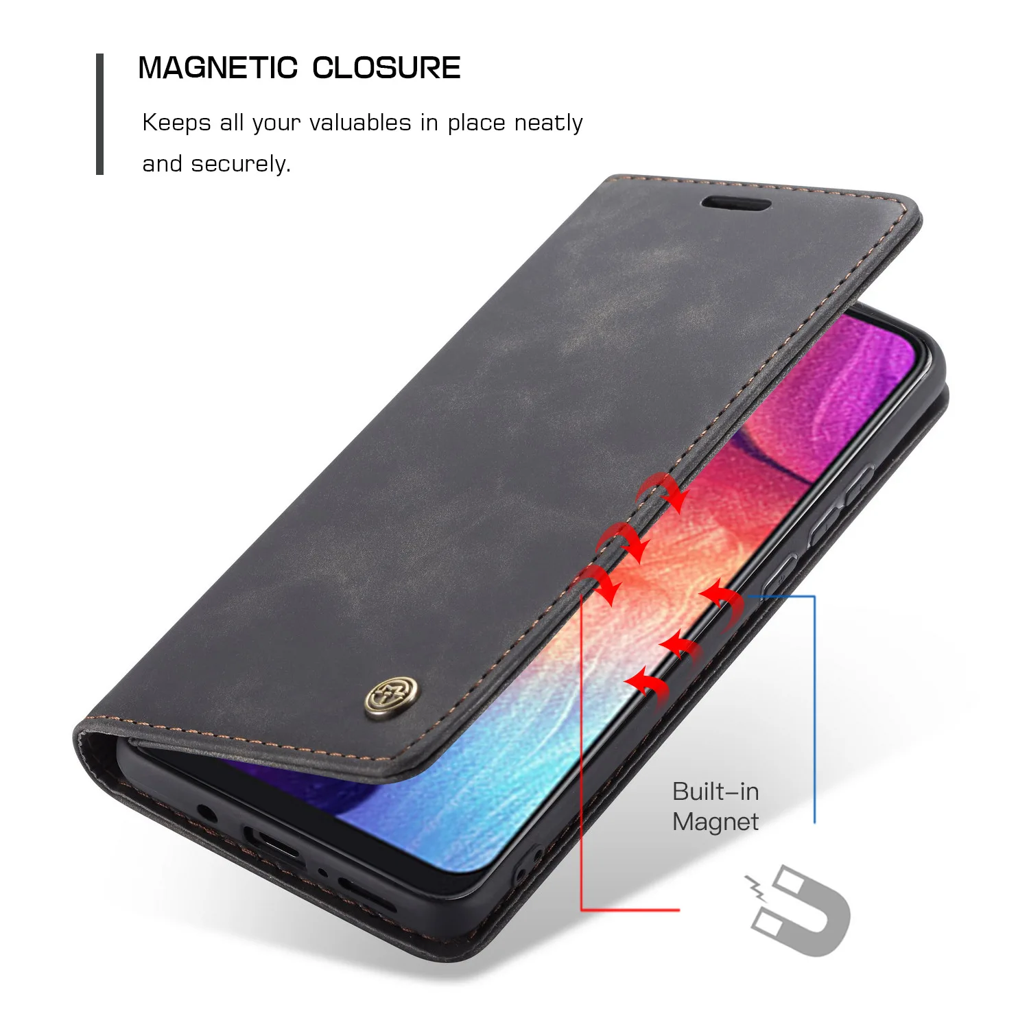 CaseMe для samsung A50, флип-топ, чехол для телефона Galaxy ya50, защита от падения, бумажник для мобильного телефона, кожаный чехол, Простая подставка