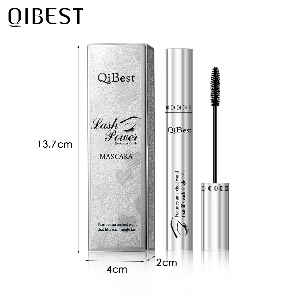 QIBEST ماسكارا مضادة للماء ماكياج العين السوداء ريميل 4D رمش مستحضرات التجميل الشباك ماسكارا سميكة الرموش ألياف الحرير حجم الماسكارا 6