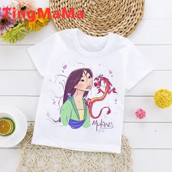

Kawaii Hua Mulan T Shirt Kids Summer Tops Funny Cartoon Summer Top T-shirt Cute Vogue Princess Girls Tops Tees Children Clothes