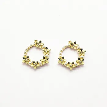 

New arrival! 23x19mm100pcs Rhinestone/imitation pearl Round charm for Hand Made Earrings DIY parts,Jewelry Findings & Components