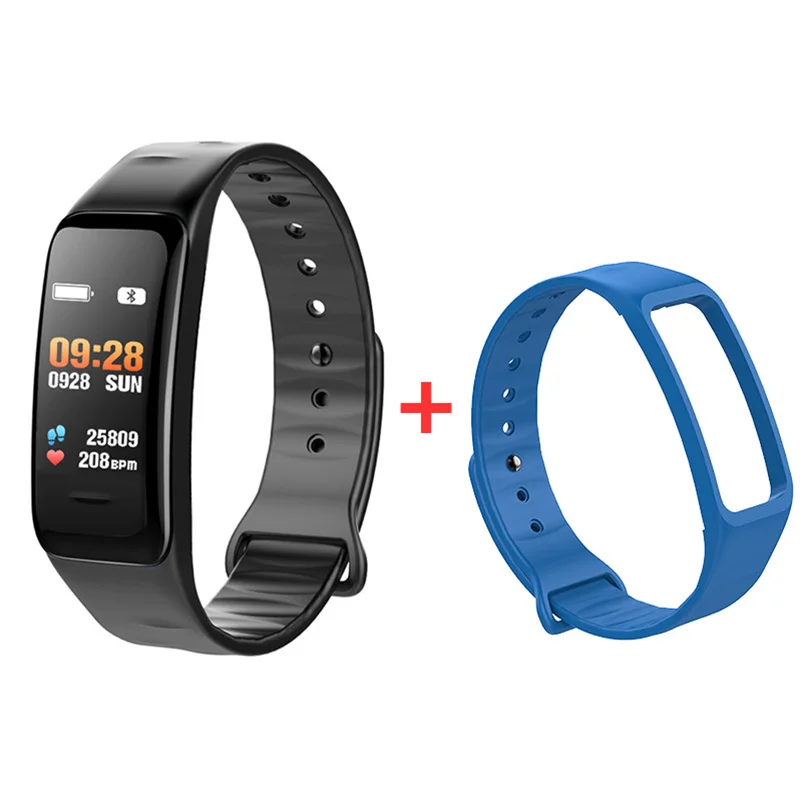 And Blue Strap Спортивный смарт-браслет C1S Водонепроницаемый Фитнес-Браслет Смарт-часы для мужчин и женщин браслет с монитором сердечного ритма здоровье фитнес-трекер - Цвет: And Blue Strap