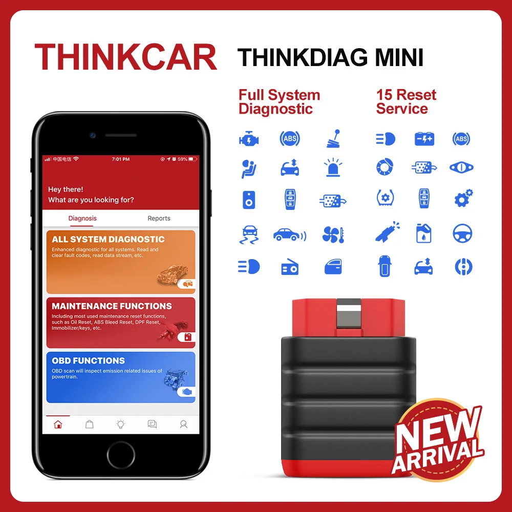 Thinkcar ThinkDiag Мини OBD2 сканер автомобильный полная система считыватель кодов Авто