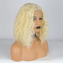 Bombshell медовый цвет#613 волна воды короткий боб синтетический 13*3 дюймов парик фронта шнурка Безглютеновые термостойкие волокна волос для женщин