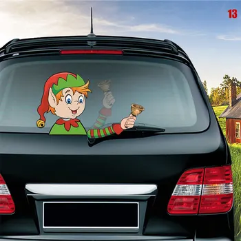 

Car Rear Wiper Decal Sticker Windshield Christmas Santa Claus Waving Decor Ornament F-Best