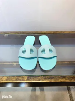 

2020 Summer Style Outdoor Beach Sandals Cut-outs Fashion Shallow Flip Flops Slippers Slides Shoes Woman Large size 41