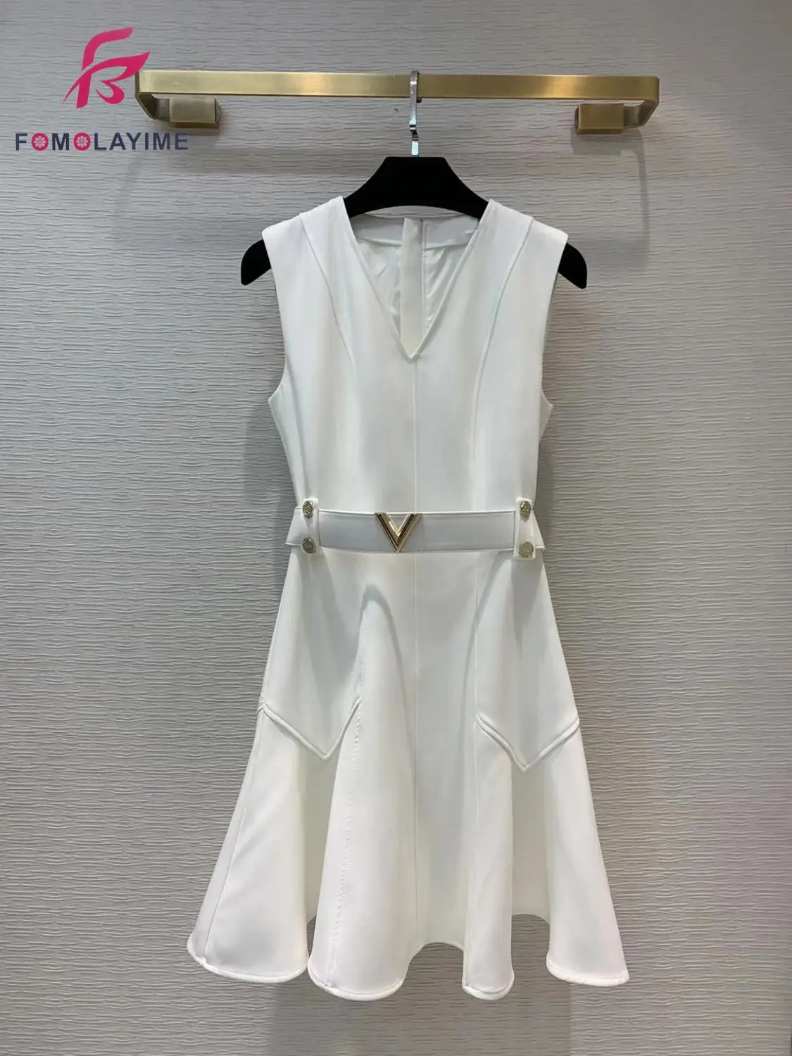 

2020 New Style High Quality Dress French Elegant Fashion Age Reduction V-neck A-line Skirt Waist - tight Dress