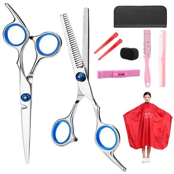 

10PCS/ Set Professional Salon Barber Hairdressing Scissors Kit with Comb Hair Clipper Thinning Cutting Hair Styling Tool