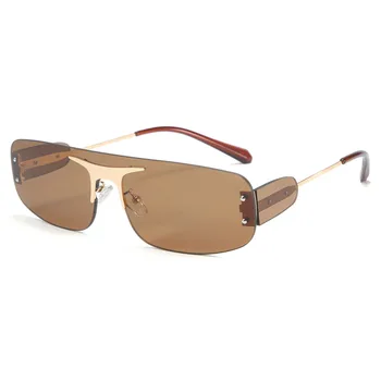 

DENISA Rimless Pink Yellow Sunglasses Women Men 2020 Fashion Rectangle Sunglasses UV400 Retro Square Shades Oculos LunetteG18120