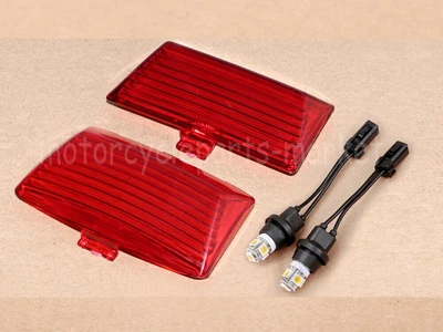 Red Lens and LED Передняя и тыльная грязь мотоцикла, наконечник крыла, красная крышка объектива, комплект светодиодных ламп для Harley Dyna Electra Glide ультраклассический - Цвет: Red Lens and LED