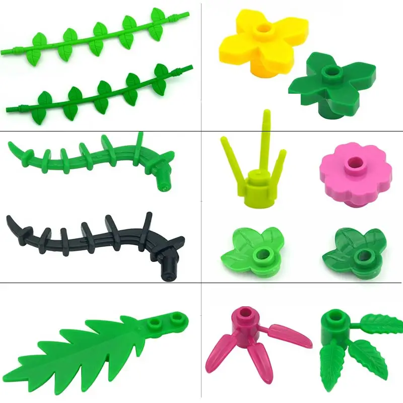Locking creative Blocks MOC Parts Plant Tree Leaf Flower Rockery Building Block Coconut Leaves 30176 3741 32607 For Friend | Игрушки и