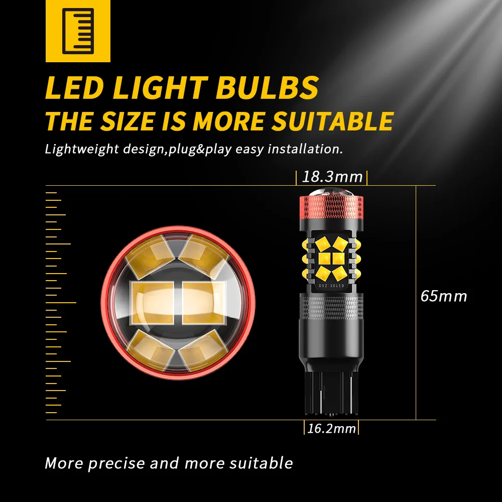 DXZ 10 шт. Canbus T20 7440 светодиодный W21/5W W21W лампы 30 SMD 1200LM 12V объектив Автомобильный