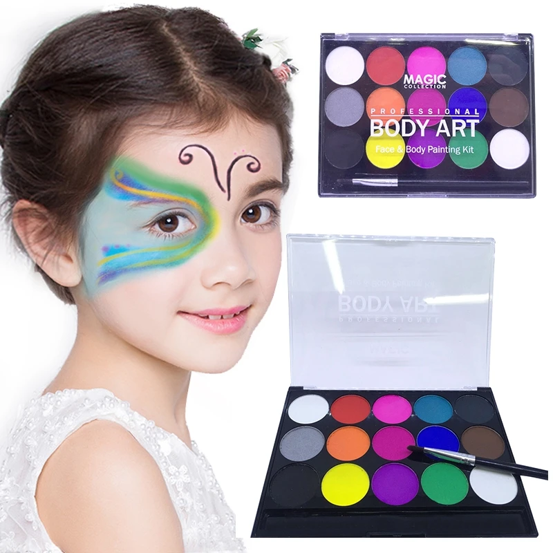 

HTHL-World Cup Water-soluble body paint pigments Professional Face Paint Kit 15 Colors for Various Party