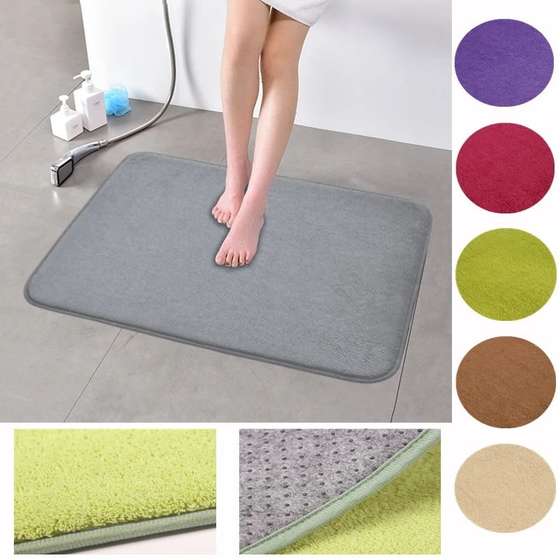 

Solid Bathroom Mat Soft Bath Indoor Coral Fleece Carpet Water Absorption Non-slip Kitchen Doormat Washable Rug Toilet Floor Mat