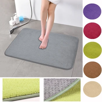 

Solid Bathroom Mat Soft Bath Indoor Coral Fleece Carpet Water Absorption Non-slip Kitchen Doormat Washable Rug Toilet Floor Mat