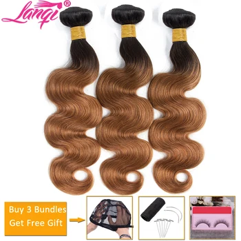

T1B/30 honey blonde body wave bundles ombre human hair 3 bundles deals Brazilian hair weave bundles non-remy hair extensions