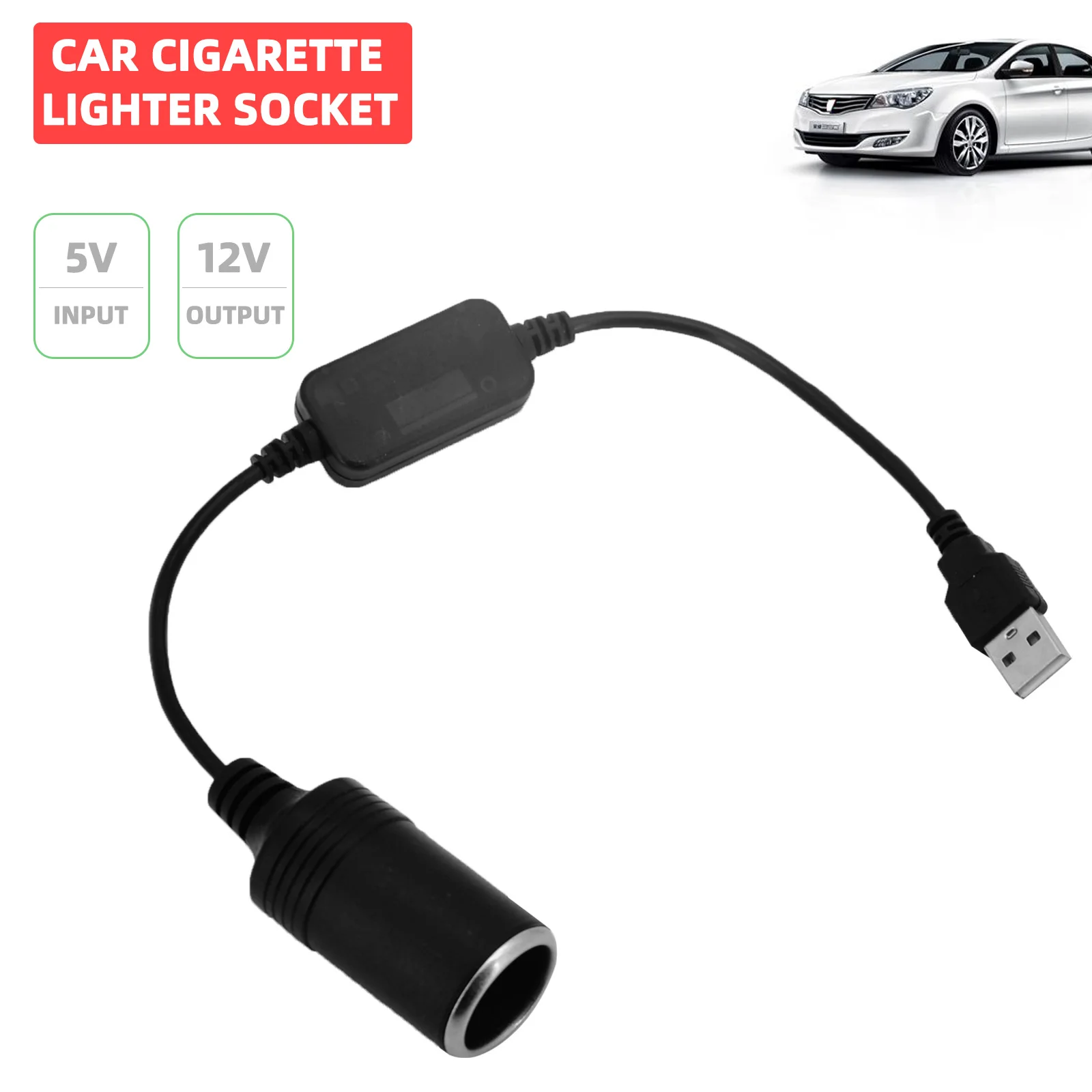 Voiture Femelle Convertisseur, 5V USB a Mâle à 12V Allume-Cigare