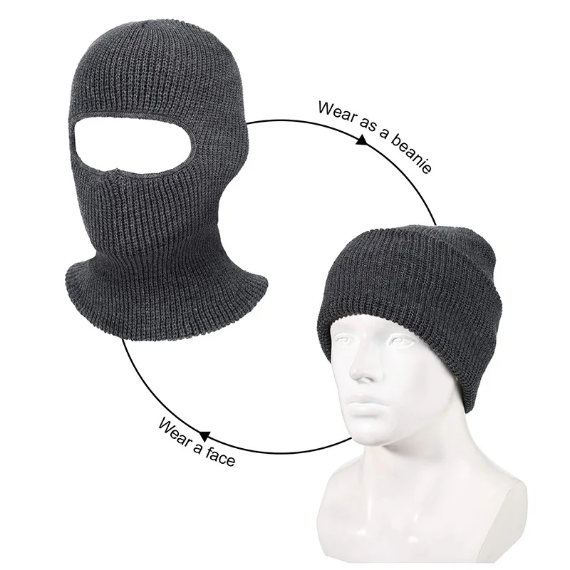 2021 New Unisex Ski Mask Winter Warm 1-Hole Knit Hat Full Face Cover Balaclava Cap Funny Party Beanies Riding Hats winter beanie