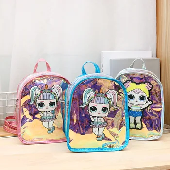 

New transparent backpack fashion backpack children cartoon cute laser bag Korean version jelly female bag