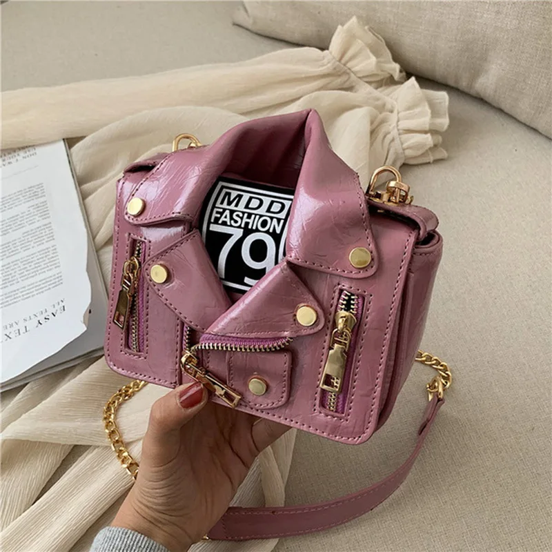 

European Fashion Famous Brand Motorcycle bags, Luxury jacket-shaped bags, Shoulder strap, Luxury PU Leather Tote Bag