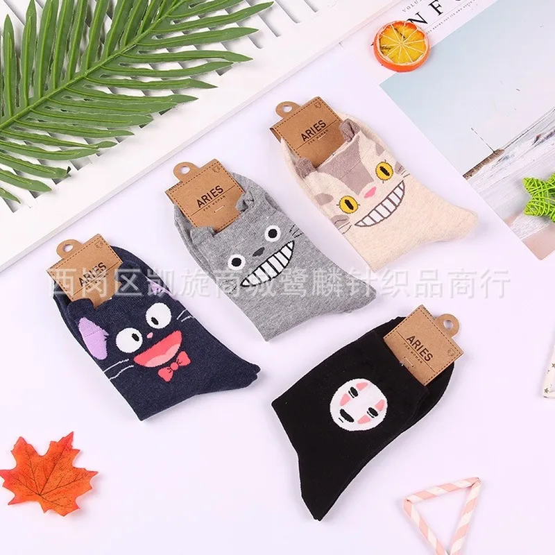 Носки с мультяшным аниме принтом носки без лица для мужчин Tonari No Totoro JiJi милые