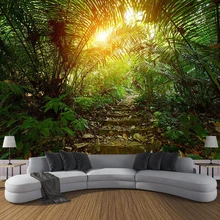 Фотообои на заказ зеленый лес маленькая дорога Солнечный свет 3D пейзаж фреска спальня кабинет ТВ фон фото обои