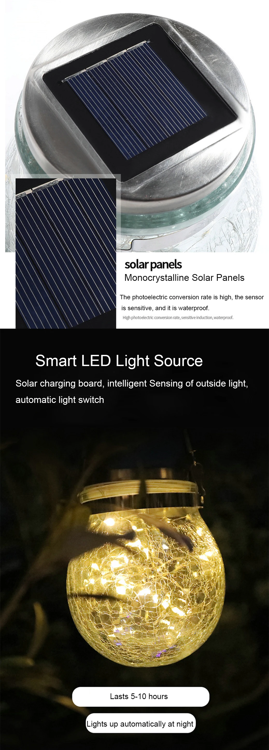 solar light bulb 30 Lamp Beads LED Outdoor Solar Cracked Glass Wishing Light Landscape Courtyard Garden Lawn Hanging Tree Lamp solar camping lights