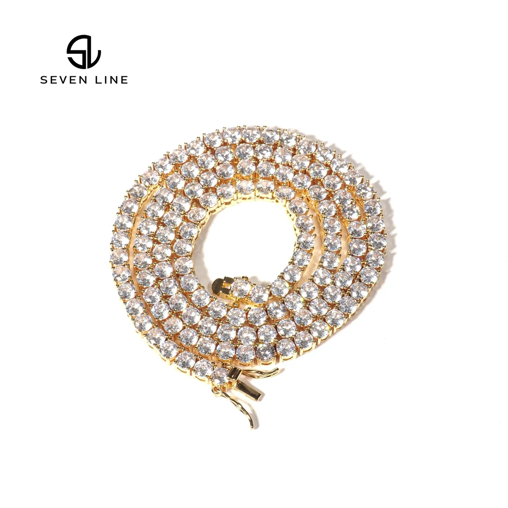 Hip hop tennis chain 3mm 4mm 5mm single row zircon necklace |