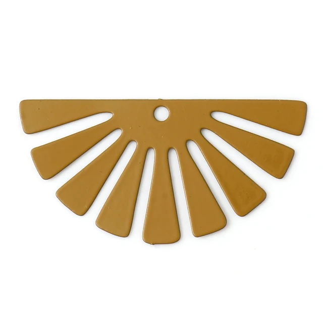 20 PCs Matel Half Round Filigree Stamping Pendants Stripe Painted Hollow Charms For DIY Jewelry Finding Accessories 3.5 x 1.8cm 7