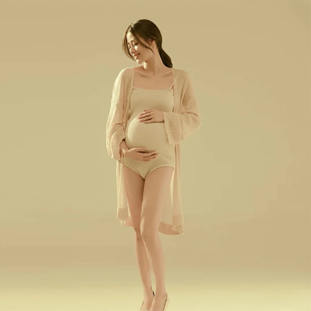 Tanio Dzianina fotografia ciążowa płaszcz kombinezon dla Baby
