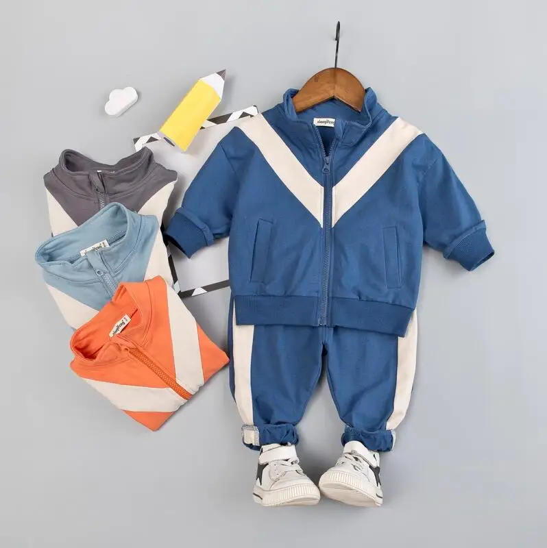 

NEW Casual Boys Clothes Set Infant Children Clothing Baby Patchwork Sport Suit Zipper Jacket Sweatpants 1-3 YEARS TRACKSUIT SET