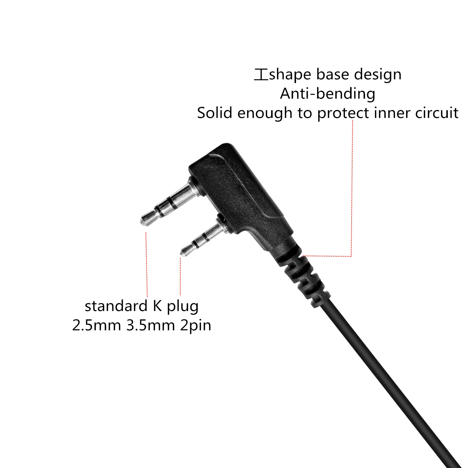 D Shape Clip-Ear Headset, PTT with Mic, Compatible with Retevis, Kenwood, PUXING, Baofeng, 2 Way Radio