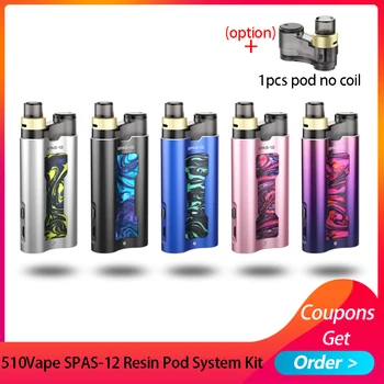

510vape SPAS 12 Resin Starter Kit 950mah Super Vibration Airflow Adjustable 2ml pod Kit Electronic Cigaterette Vape Vaporizer