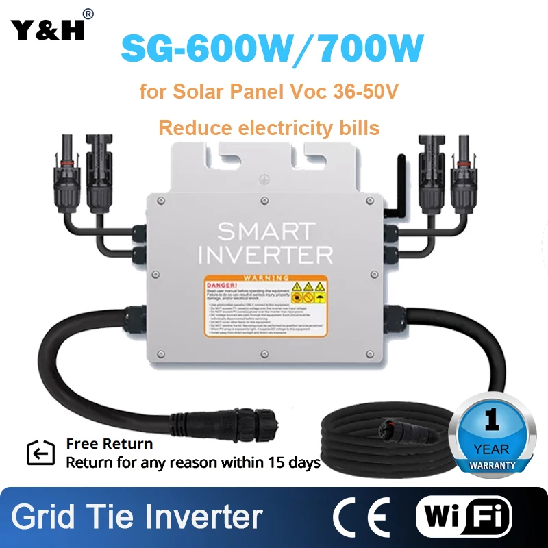 Inversor de onda sinusoidal pura para el hogar, 600W, 700W, 110 W, 36V, MPPT en red, Inversor de conexión Ip65 para 220V, V, CA