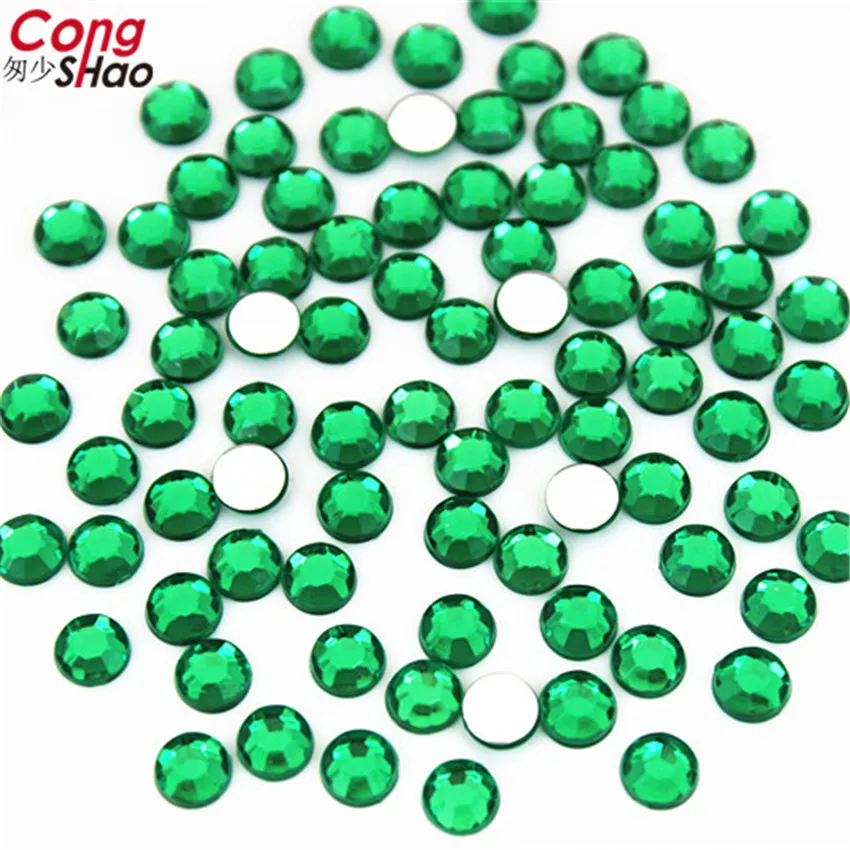 Deep Green 4 мм, 6 мм кристалл AB 3D дизайн ногтей AB Стразы DIY не горячей фиксации круглые акриловые камни с плоской задней стороной для украшения лица одежды WC258 - Цвет: Deep Green